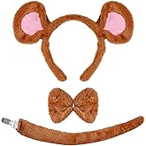 Pistha 3 Pcs Mouse Costume Accessories Mouse Ears Headband Bowtie and Tail for Halloween Cosplay