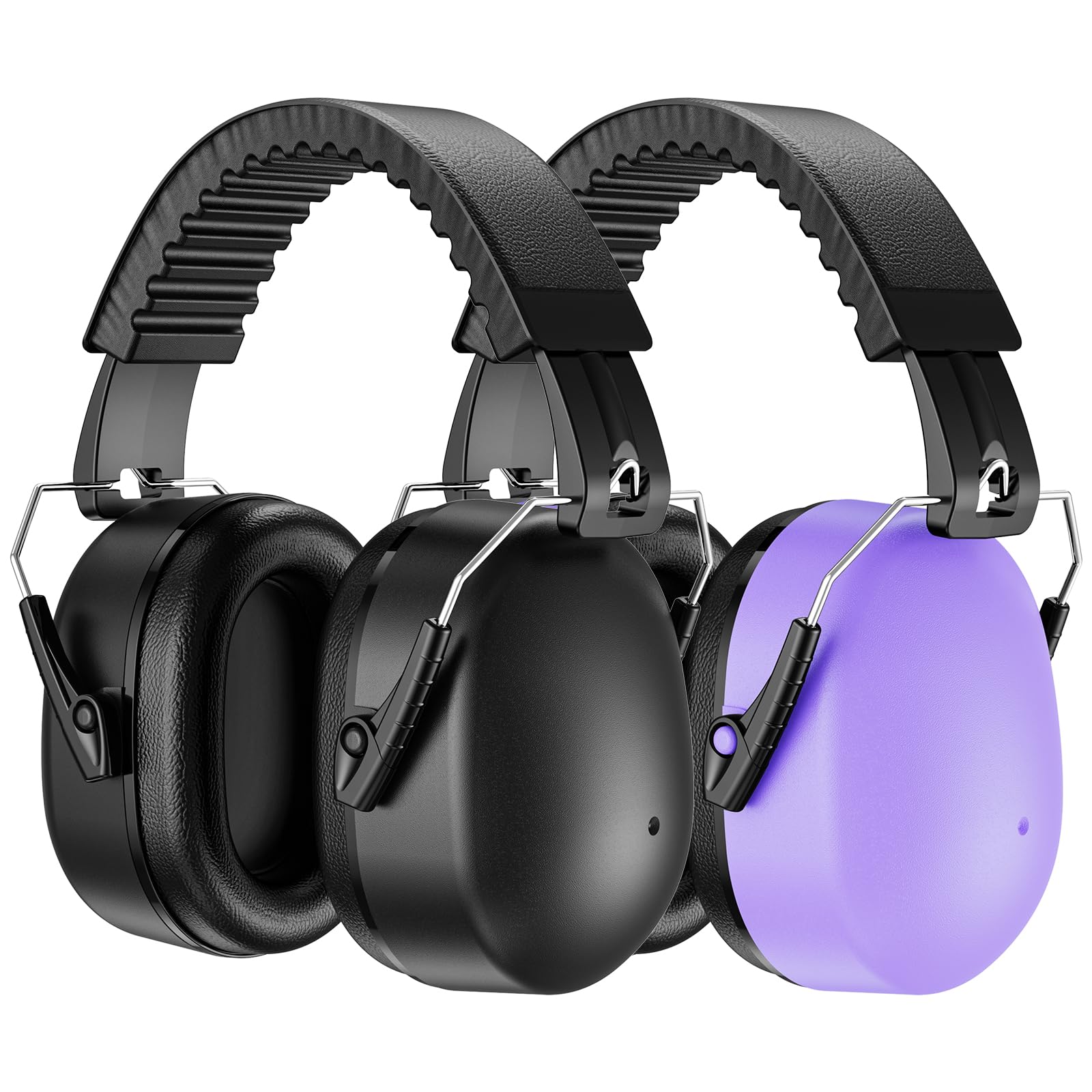 ProCase 2 Packs Ear Defenders Adults, SNR 32dB Noise Cancelling Headphones for Kids Autism, Ear Protectors Sound Proof Hearing Protection for Mowing Shooting Woodwork Construction -Black&Purple