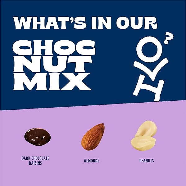 ORCHARD VALLEY HARVEST CHOC NUT MIX MULTIPACK, 1 OZ (PACK OF 8), DARK CHOCOLATE RAISINS, ALMONDS & PEANUTS, GLUTEN FREE, RESEALABLE BAG, NON-GMO, 4G PLANT BASED PROTEIN PER SERVING, ON-THE-GO SNACK