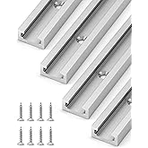 QWORK 12" T-Track, 4 Pack Aluminum Double Track with Mounting Holes for Woodworking