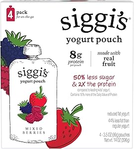 siggi's Kids Lowfat Yogurt Pouches, Mixed Berries, 3.5 oz. Each, 4 Ct – 2% Milkfat