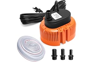 LUCKYSLYCYC Sump Pump,Pool Cover Pump above Ground,submersible water pump Swimming Water Removal Pumps,for Swimming Pool Basement Garden Pond Tubs Draining,75W,Max Flow:850GPH,3 Adapters,25 Ft Power Cord (Orange)