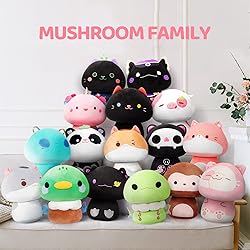 Mewaii 14 Inch Mushroom Plush, Kawaii Black Cat