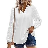siliteelon Womens Long Sleeve Tunic Tops for Fall Fashion 2026 V-Neck Loose Fit Boho Shirt for Casual Holiday Dressy Work