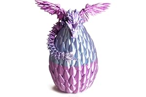 MEMOGIZZ 3D Printed Dragon Egg, Easter Dragon Eggs with Dragon Inside, Articulated Flexible 3D Printed Dragon in Egg Fidget Toy, Easter Basket Stuffers for Kids (Pink&Blue)