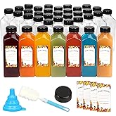 Moretoes 36pcs 16oz Juice Bottles, Plastic Bottles with Lids, Reusable Clear Containers for Juice, Smoothies, Cola, Water and Other Beverages