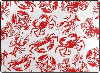 80 X 58 Pollici Tappetino Lago Frutti Di Mare Granchio Rosso Modello Aragosta Tappeti Tappeti Zerbini Per Camera Da Letto Soggiorno Soggiorno Antiscivolo Decorativo Amazon It Casa E Cucina