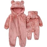 Babymine Newborn Baby Jumpsuit Hooded Fleece Rompers Long Sleeve Onesie Outwear Outfits