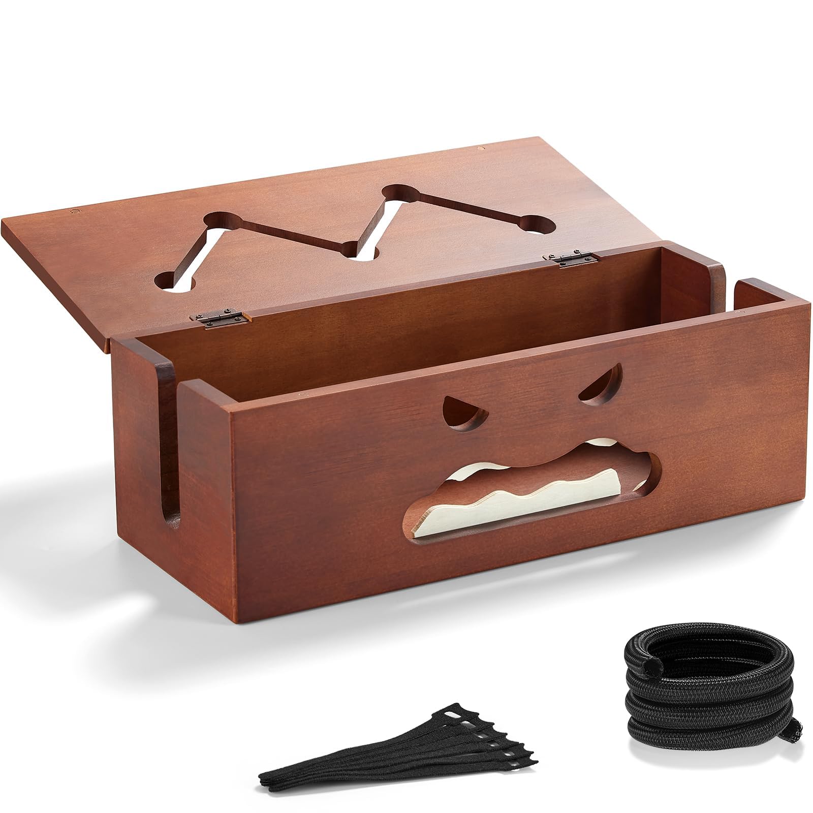 Photo 1 of Large Cable Management Box,Cord Organizer Box with Cable Sleeves and Cable Tie,Wooden Cord Hider Box for Wires on Floor,Power Strip Hider for Home,Office,Under Desk