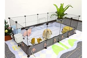 CHEGRON Guinea Pig Cages 8 Sq Ft Expandable C&C Cage Habitats for 2 Small Animal Pet Playpen Metal Grids Indoor Rabbit Fence Hedgehog Cage with PVC Bottom, 48 x 24 x 15.7 inch, 12 Panels