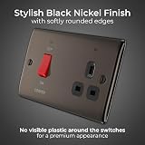 BG Electrical 45A Cooker Switch Socket Nexus Metal Black Nickel Double Pole LED view 2