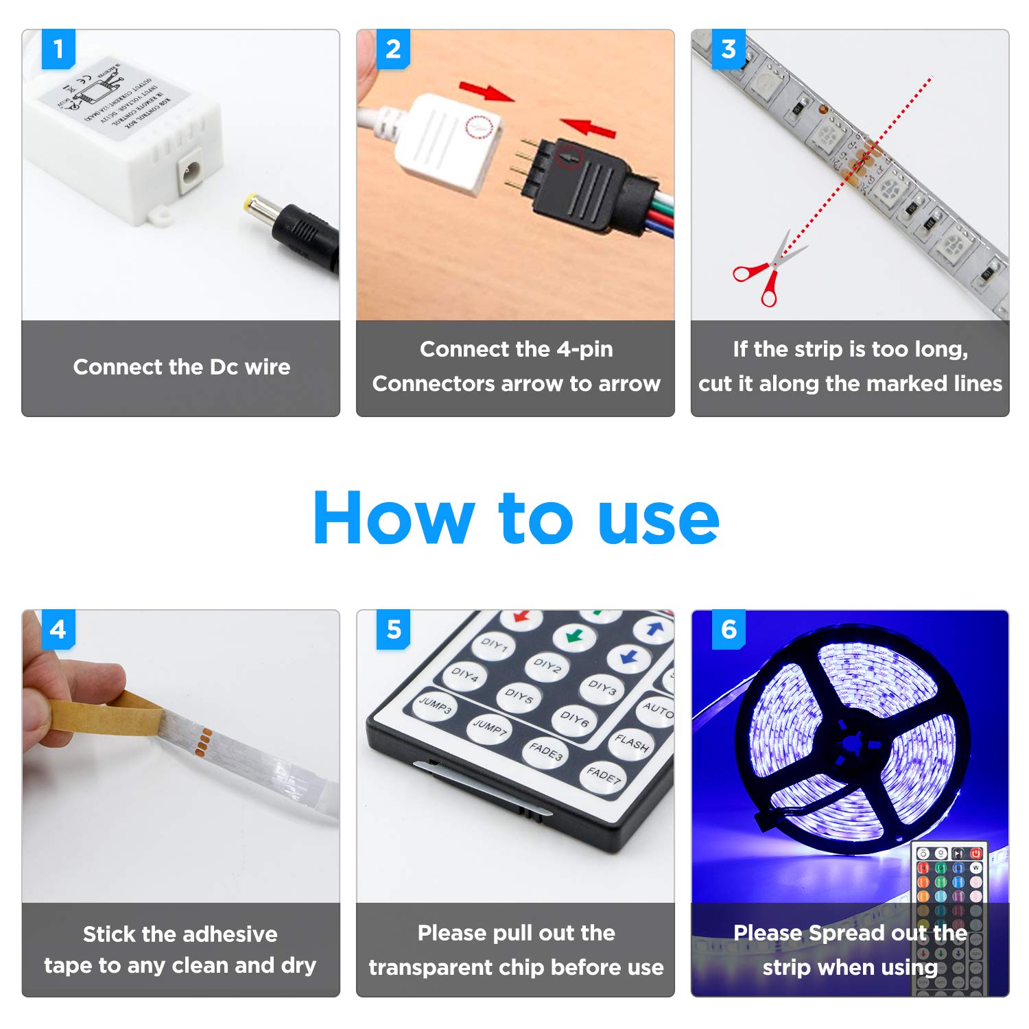 16.4FT SMD 5050 Waterproof LED RGB Flexible LED Strip Light Lamp Kit (300 Light with Adapter)