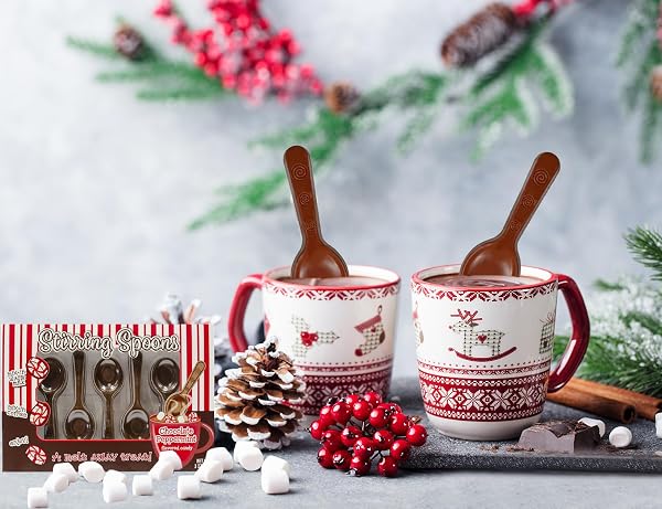 FRUIDLES CHOCOLATE PEPPERMINT FLAVORED STIRRING SPOONS, CANDY HOT STIRRING EDIBLE SPOONS, GOURMET MILK COCOA EDIBLE SPOON STIRRERS, 3 OZ (5 SPOONS PER BOX) (12-PACK)