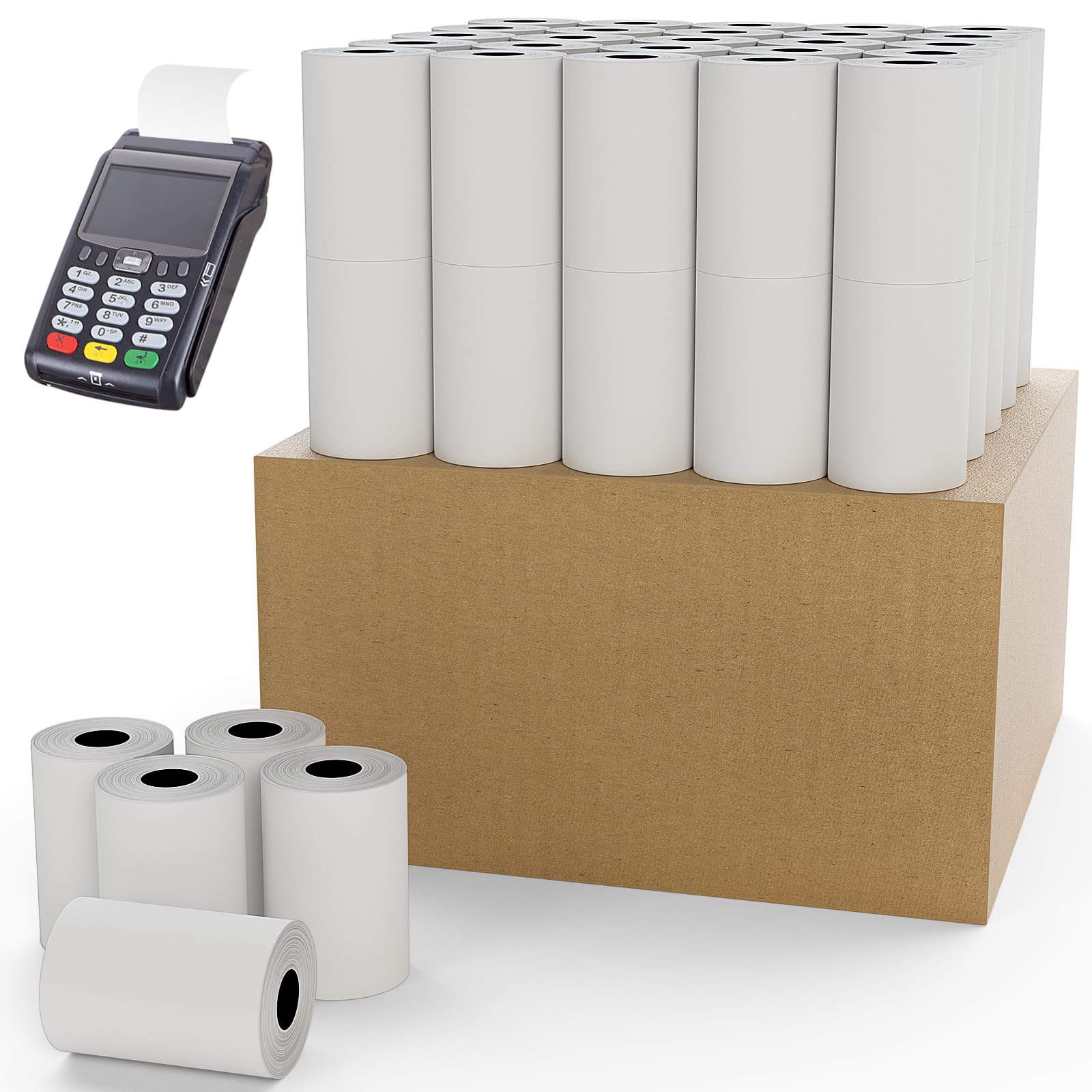 50 Rolls 57 x 36mm Thermal Paper Till Receipt Rolls for PDQ Credit Card Machine,POS,EPOS,Card Machines,Premium Cash Register Roll of Paper,Reduce Frustration of Faded Print