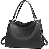 KOGTLA Women's Genuine Leather Purses with Detachable Satchel Strap, Ladies Tote Bag Handbags Top-Handle Shoulder Hobo Bags
