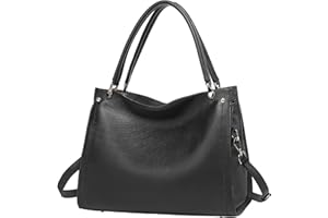 KOGTLA Women's Genuine Leather Purses with Detachable Satchel Strap, Ladies Tote Bag Handbags Top-Handle Shoulder Hobo Bags