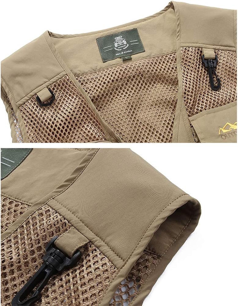 Outdoor Arbeit Fotografie Windtor Herren Netz-Angelweste mit Mehreren Taschen Journalist-Weste
