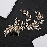 Rumtock Vintage Champagne Crystal Hair Comb Side Headpiece for Brides Women Banquet Jewelry Girls Prom Queen Hair Accessories (Champagne)