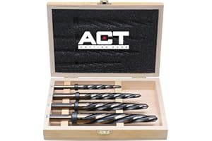 Accusize Industrial Tools - 4 Pc High-Speed Steel Spiral Flute Car Reamer Set, Gold Oxide Finish, Sizes 3/8", 1/2", 5/8", 3/4", Fits 3/8'' & 1/2'' Chuck, 0522-1800