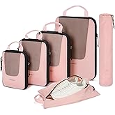 BAGSMART Compression Packing Cubes for Travel, 6/5/4set Lightweight Packing Organizers, Summer Travel Essentials Suitcase Organizer Bags Set