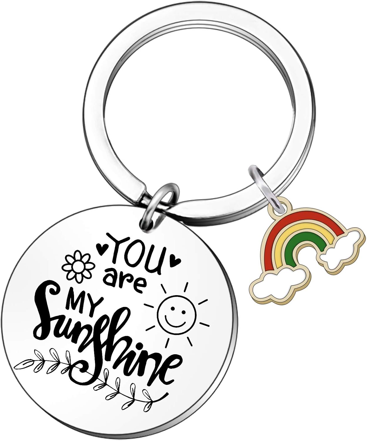QMVMV Women Girl's Gifts You are My Sunshine, Rainbow Keyring Keychain Birthday Valentine's Day Christmas for Mum Daughter Auntie Niece