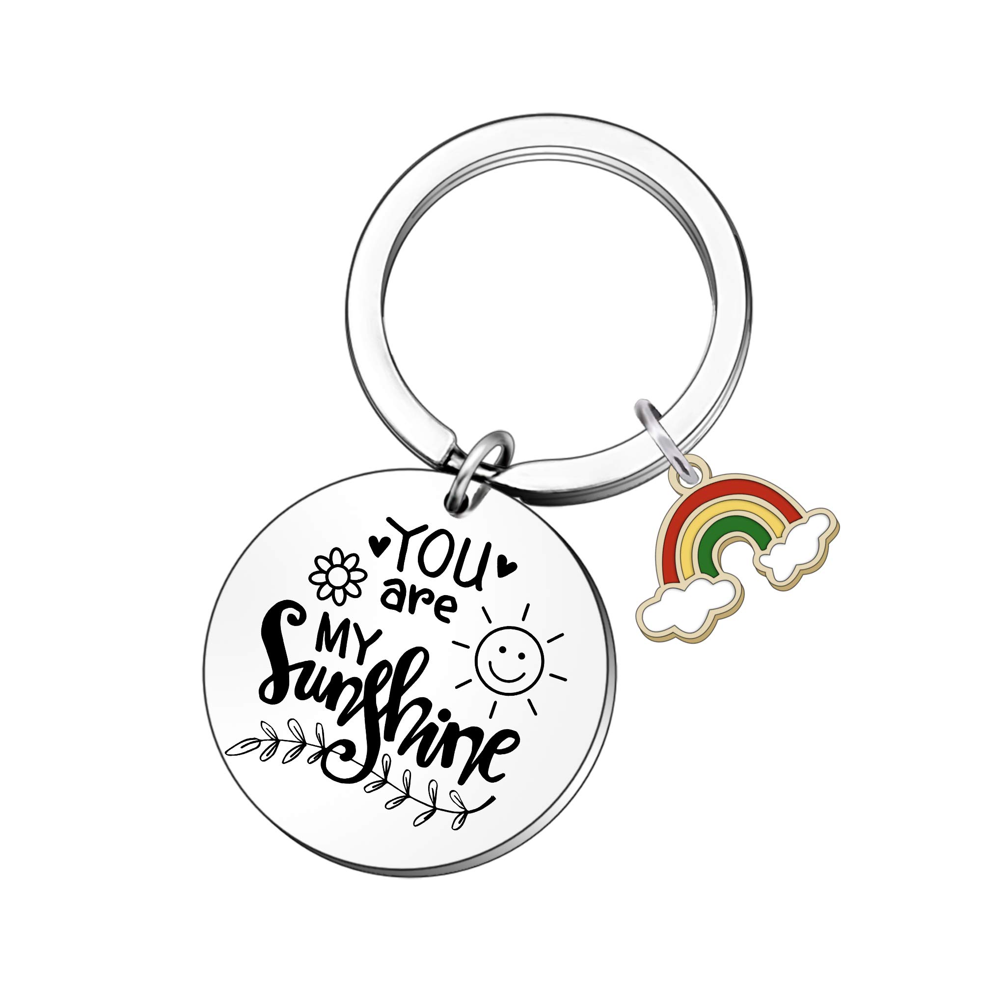 QMVMV Women Girl's Gifts You are My Sunshine, Rainbow Keyring Keychain Birthday Valentine's Day Christmas for Mum Daughter Auntie Niece