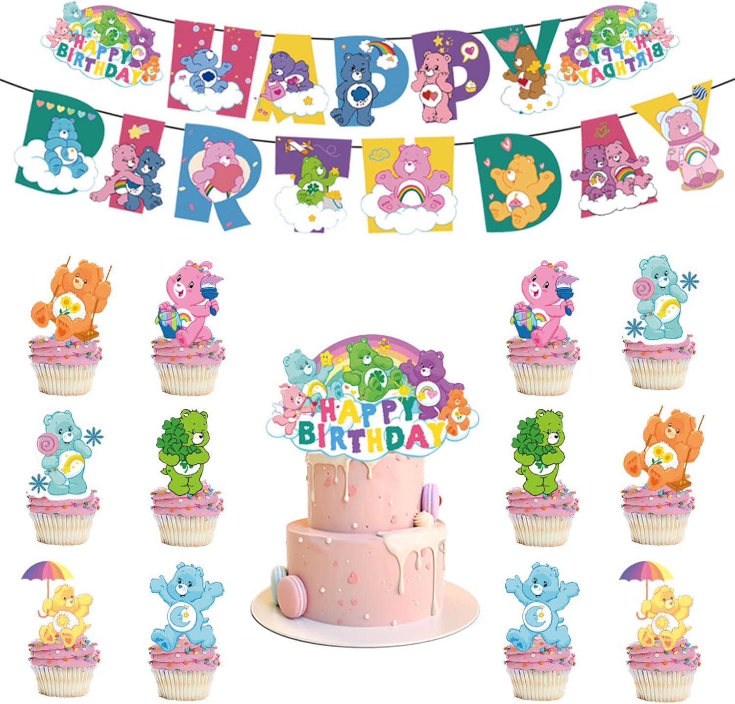 Photo 1 of 26pcs Cute Bear Birthday Party Supplies - Set Includes Banner, Cake Toppers, Party Decorations for Boys & Girls