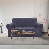 Granbest Velvet Sofa Cover 2 Seater Stretch Protector for Pets & Kids - Grey view 2