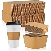 FVIEXE 300 Packs Coffee Sleeves, Kraft Paper Cup Sleeve Disposable Coffee Cup Sleeves for Hot and Cold Drinks, Coffee Holder Sleeves for 10oz, 12oz, 16oz, 20oz Paper Coffee Cups (Cup Not Included)