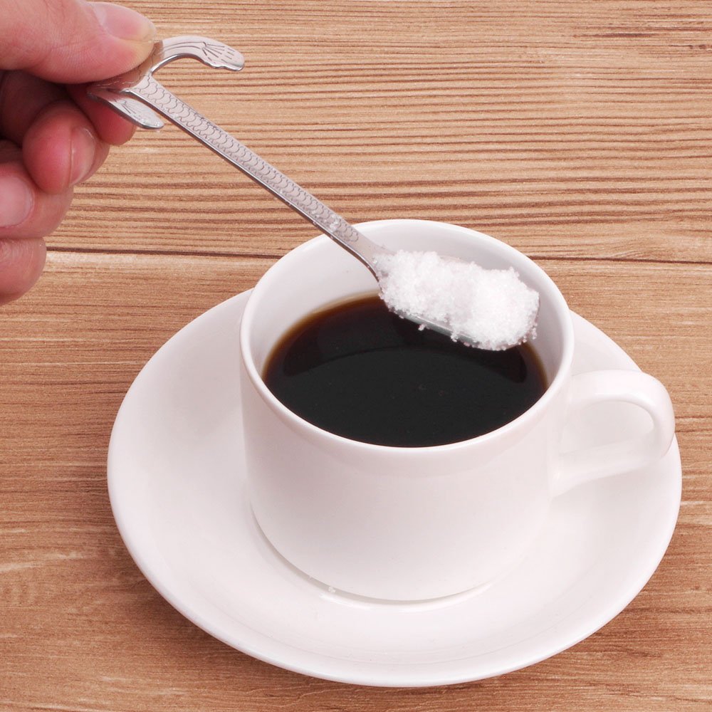 RYVORBE Skull Spoons Mini Coffee Spoon Set Stainless Steel Hanging Demitasse Spoons Novelty Small Spoons (5 Inches, Set of 4)