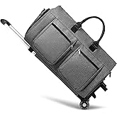 Rolling Garment Bag,Rolling Duffle Bag with Wheels Rolling Garment Bags for Travel with Shoe Pouch Carry On Bag Weekender Bags Garment Duffel Bag for Women-Grey