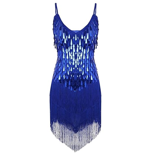 Tiaobug Damen Kleid Retro 1920er Stil Flapper Kleider Troddel V Ausschnitt Great Gatsby Motto Party Frauen Kostüm Festliche P