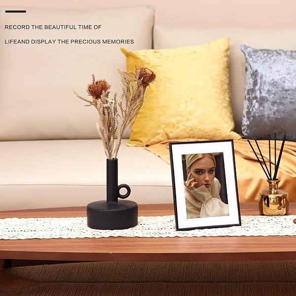 IZIDDO 5X7 BLACK PICTURE FRAMES WITH MAT, WHITE GLASS PHOTO FRAME FOR TABLETOP DISPLAY, GIFTS PICTURE FRAME, HORIZONTALLY OR VERTICALLY