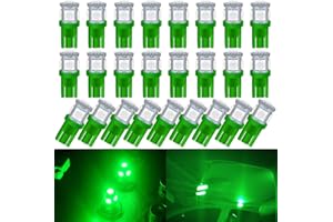 UNXMRFF 25-Pack 194 LED Light Bulb, Super Bright T10 LED Bulb Green, 2825 Bulb 5050 Chipset 5-SMD, W5W 168 LED Bulbs Replacement for 12V Car Interior Dome Map Door Courtesy License Plate Lights