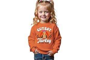 BOUTIKOME Thanksgiving Sweatshirts Toddler Baby Girl Cutest Turkey At The Table Shirts Outfits Fall Pullover Thankful Tops