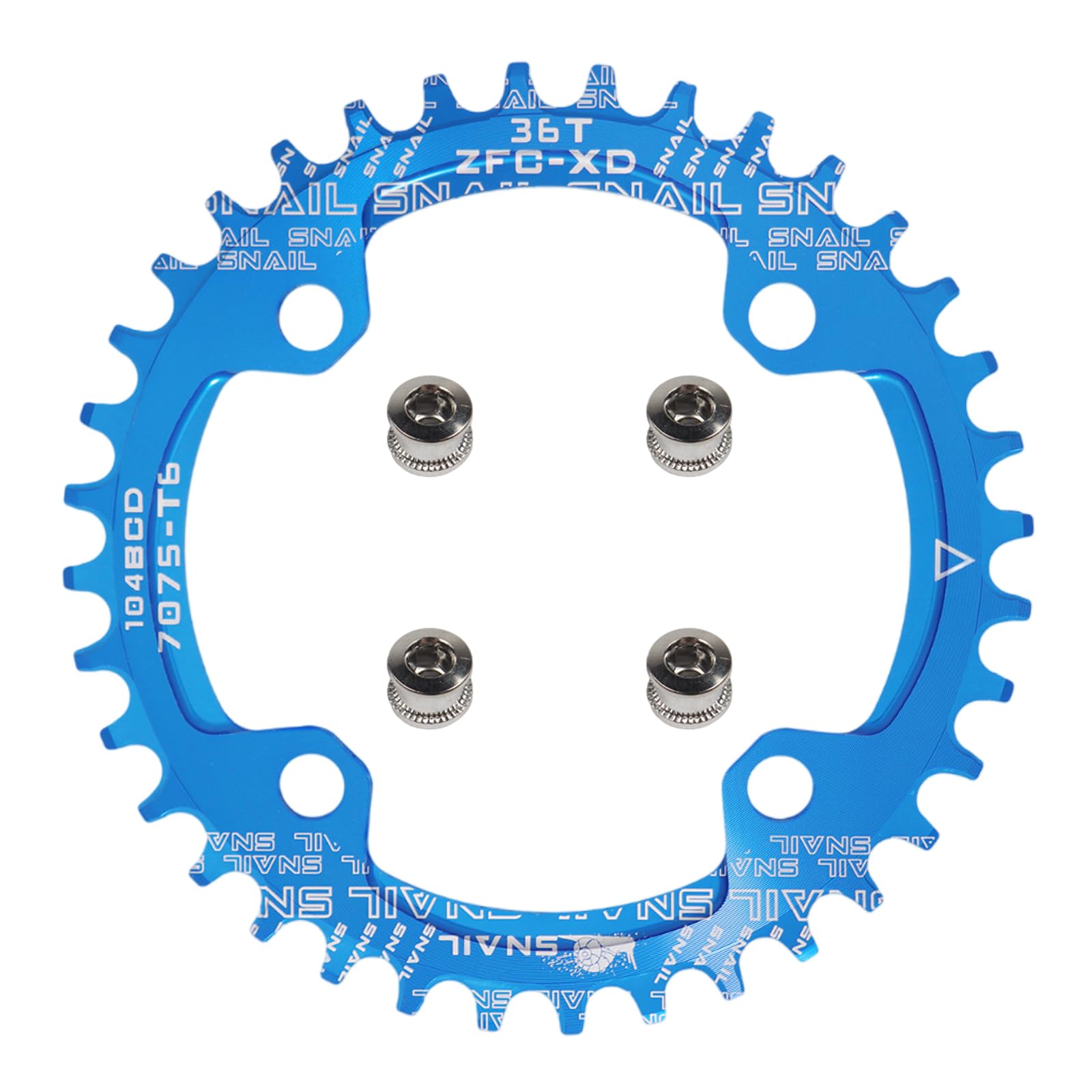 yongness Mountain Bike Single Speed Sprocket, Positive and Negative Tooth Crown, 104BCD Crown, Crank Crown, Aluminum Alloy Chainring (Blue 36T)