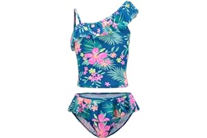 HowJoJo Girls Bathing Suit Tankini Two Piece Swimsuit Rainbow Stripes Swimwear