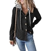HERILIOS Womens Long Sleeve Button Down Shirt Corduroy Shacket Jacket Casual Fall Solid Short Hooded Coats