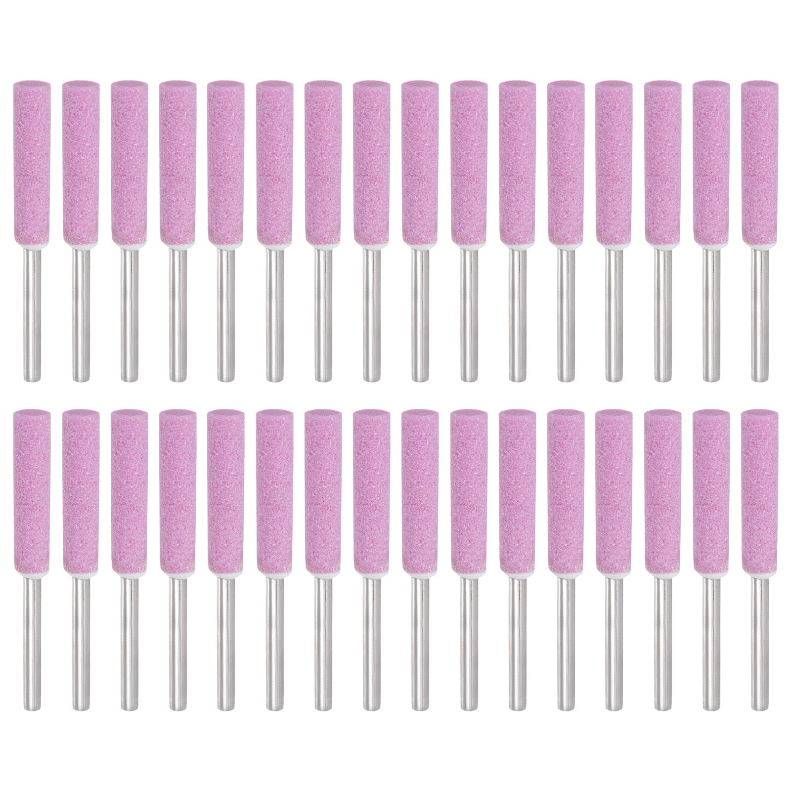 PATIKIL 32 Pcs Diamond Chainsaw Sharpener 7/32 Inch High Hardness Sharpening Stone Polishing Chainsaw Sharpening Kit Grinding File Tool for Chain Saw Stone Jewelry Wood, Pink(5mm)