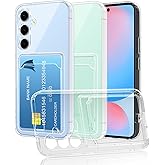 SineOrdo Clear Case Compatible with Samsung Galaxy S24 FE Phone Case with Card Holder, Shockproof Slim Cover for Samsung Galaxy S24 FE Thin Transparent