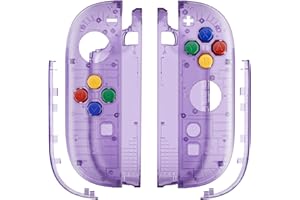 eXtremeRate DIY Replacement Shell Buttons for Joycon 2, Housing Faceplate Case + Decorative Strips + ABXY Direction Keys + Tool for Nintendo Switch 2 Controller - Essence Version - Clear Atomic Purple