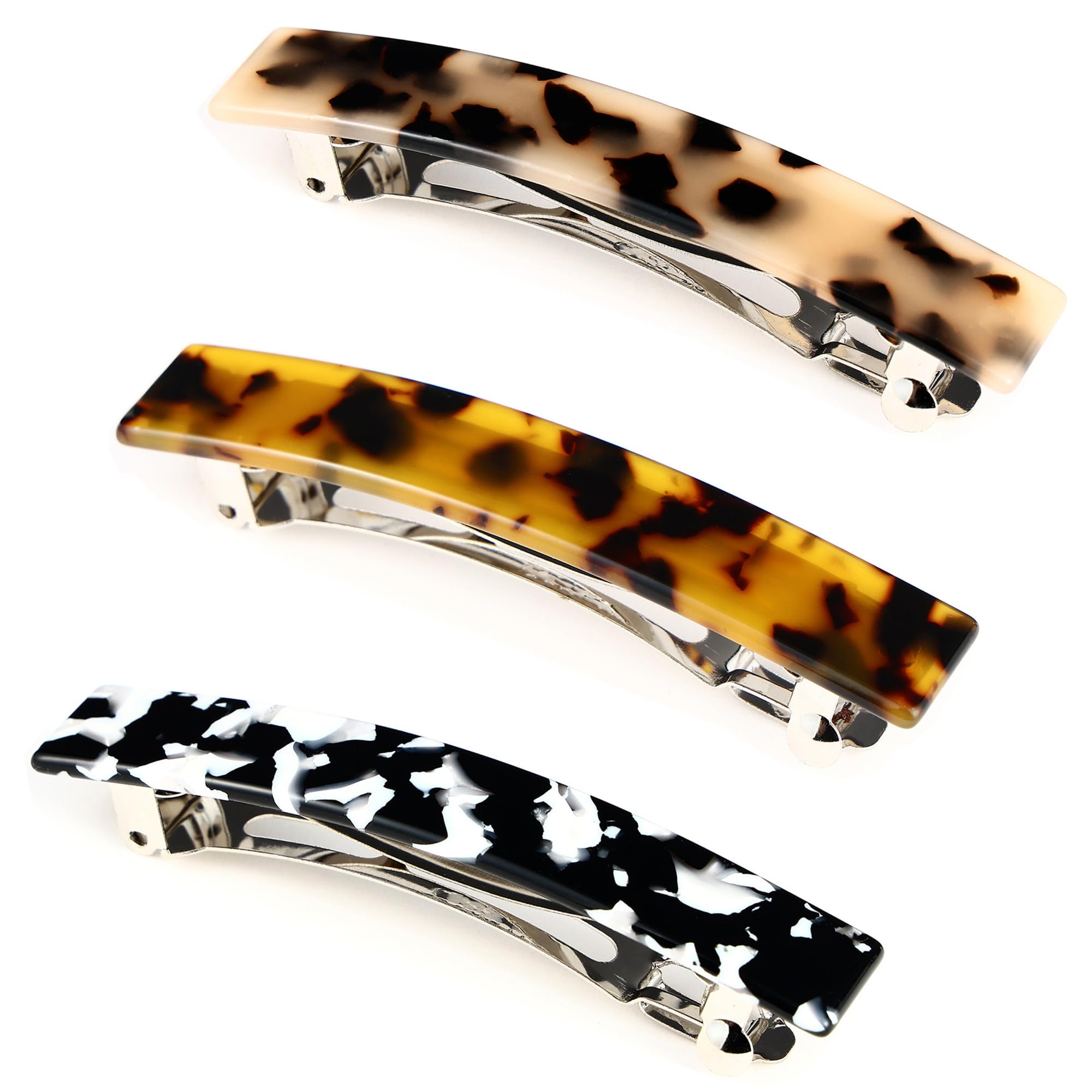 3 Pcs Hair Barrettes for Women Medium French Design Barrette clips Acetate Tortoise Shell Hair Clips for Thin Fine Hair