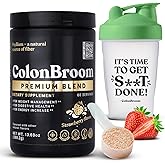 ColonBroom Premium Psyllium Husk Powder (Strawberry, 60 Servings) + Shaker Bottle for Colon Broom Fiber Powder Drink Bundle - Colon Cleanse for Bloating Relief & Gut Health - Fiber Powder Supplement