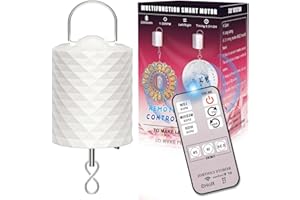 OMCCHK Disco Ball Motor with Remote Control，Adjustable 3 Rotating Speeds and 2 Way Direction Electric Slow Wind Spinner for Wind Chimes, (White, 12 inches)