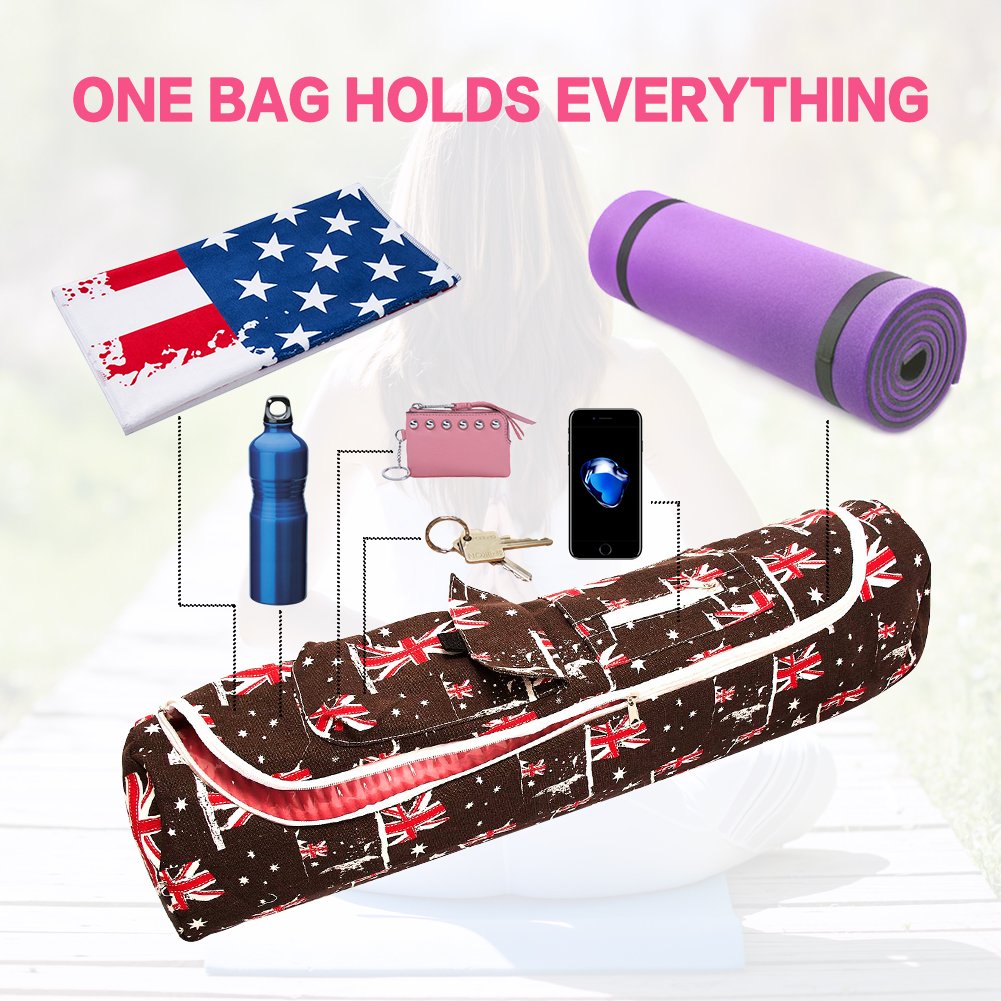 TUONROAD Yoga Mat with Bag British Flag Printing for Womens Sling Bag Thick Yoga Mat Tote Bag with Full Zipper and Pocket