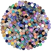 Tongcloud 500 pcs Round Flatback Resin Cabochon Faux Druzy Cabochons Round Flat Back Dome Cabochons for Jewelry Making, DIY Craft (20 Mutlicolor, 8mm)