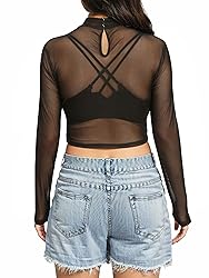 MYMORE Womens Sparkly Rhinestone Fringe Tassel Mesh