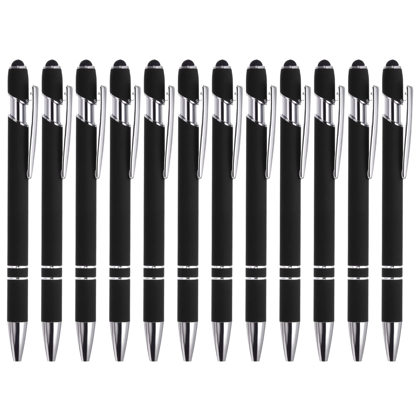 PATIKIL 12 Pack 2 in 1 Metal Pen with Stylus Tip, Black Ink, 1.0mm Medium Point, Compatible with Smartphone, Tablet, Laptop — image 1