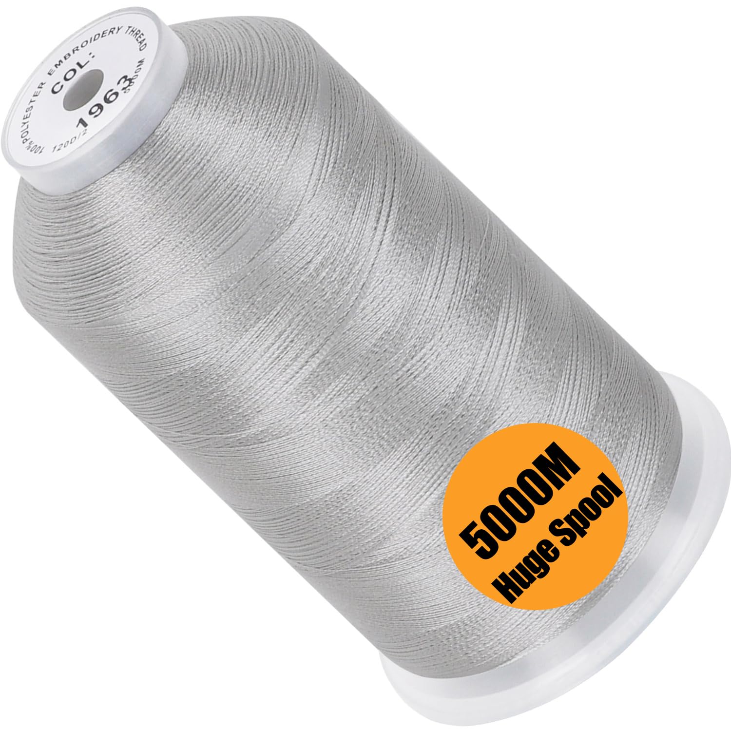 Photo 1 of New brothread - Single Huge Spool 5000M Each Polyester Embroidery Machine Thread 40WT for Commercial and Domestic Machines - Christmas Silver