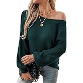 Mokayee Womens Long Sleeve Fall Sexy Casual Off The Shoulder Loose Fit Batwing Asymmetrical Pullover Sweater